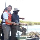 Crown Prince Haakon fishing with local fishermen in the Okavango delta, Botswana 12.11.2009. Hand out picture from The Royal Court. For editorial use only - not for sale. Size: 2816 x 2112 px, 643 kb (Photo: Ida Fjeldbraaten, The Royal Court)
